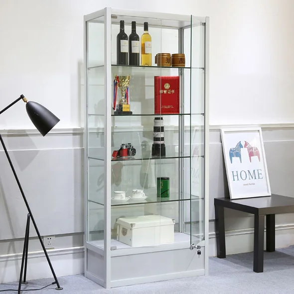 Hot sale Tempered Glass wooden Jewelry Display Showcase/portable jewelry display showcase