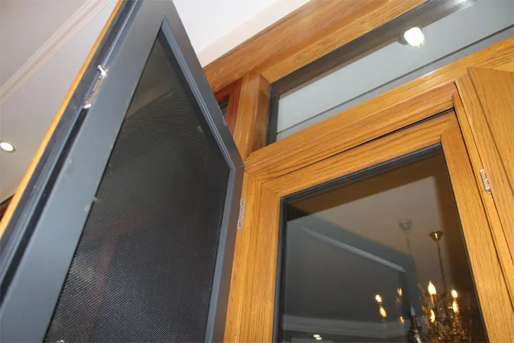 teak wood color aluminum door window design for villa