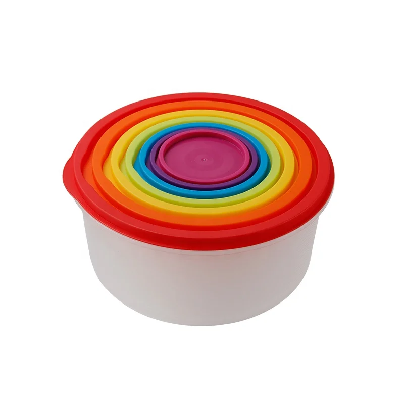 7Pcs Colorful Plastic Food Containers Box Fridge Fruit Salad Vegetable Storage Container Box