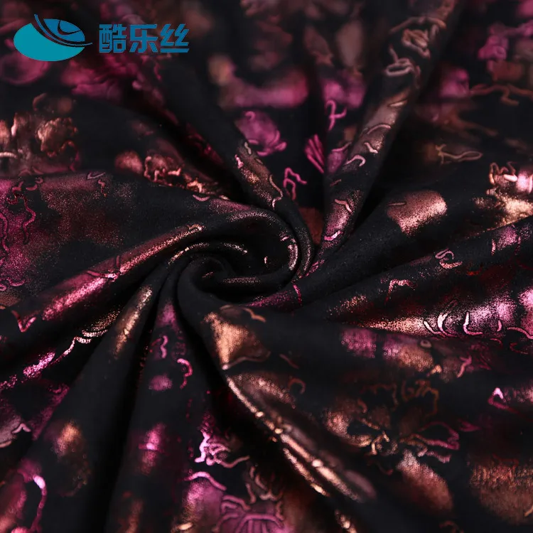 
china supplier cheap flower digital brush suede printed bronzing fabric wholesale 