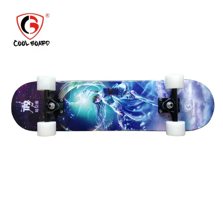 Double Kick Skateboard with LED Light PU Wheels Twelve Constellations Complete Skateboard for Skateboarding