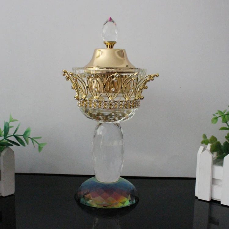 Arabian wholesale crystal fancy bakhoor incense burner with metal