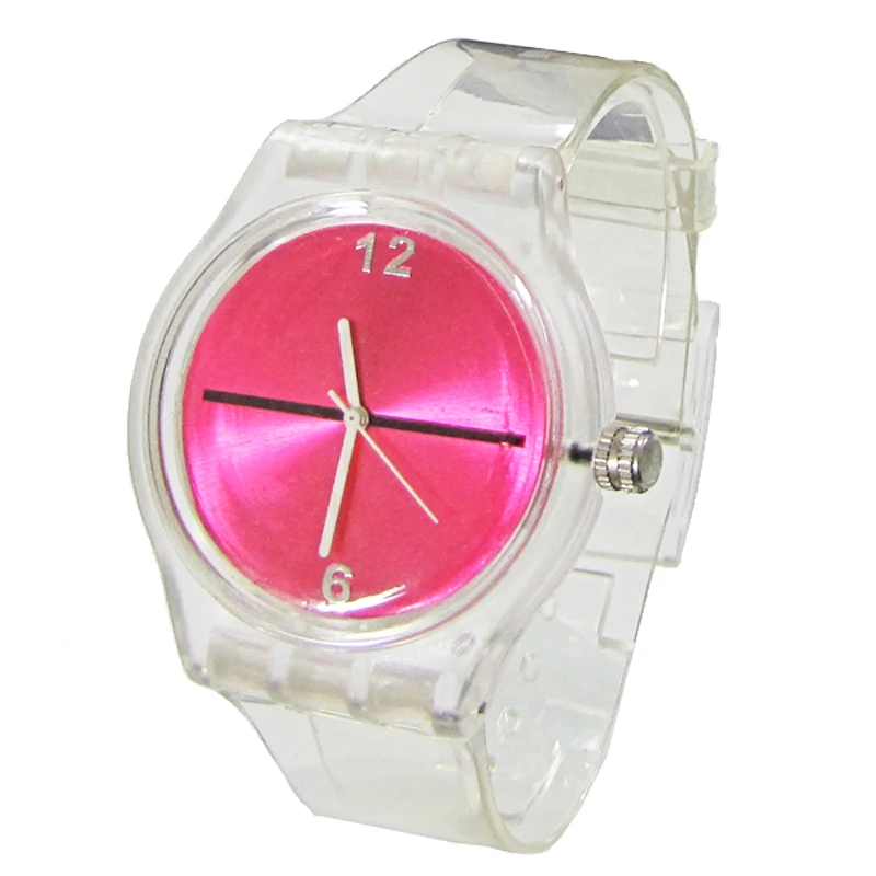 Clear plastic watches transparent Hot sale promotional silicone Watch Custom logo design