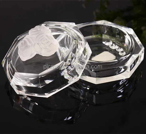K9 crystal jewelry box with crystal rose,octagon shape crystal jewelry box