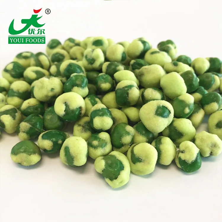 Food halal Yellow Wasabi coated Green Peas Snacks Food low calorie high protein