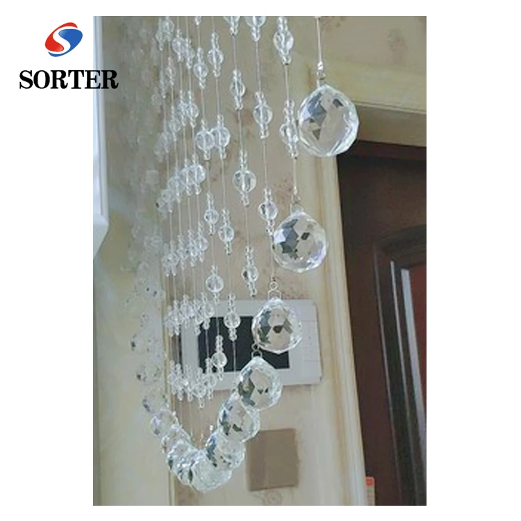 Transparent decorative roll ball crystal bead curtain for room lighting decoration, dividers, visual trearments