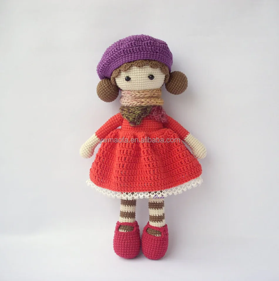 High Quality 100% Handmade Cotton Yarn Crochet Girl Dolls Toys Infant Knitted Gifts Amigurumi Toy