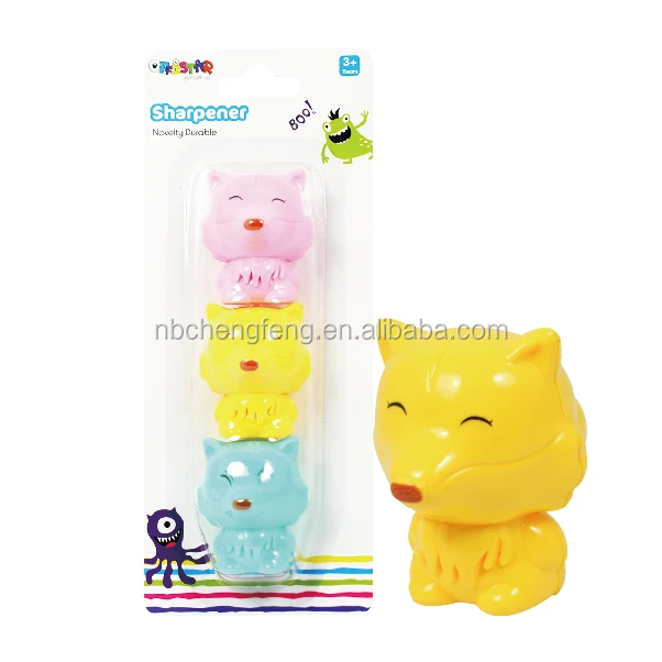 School stationery novelty single hole fox cute animal shape pencil sharpeners for kids