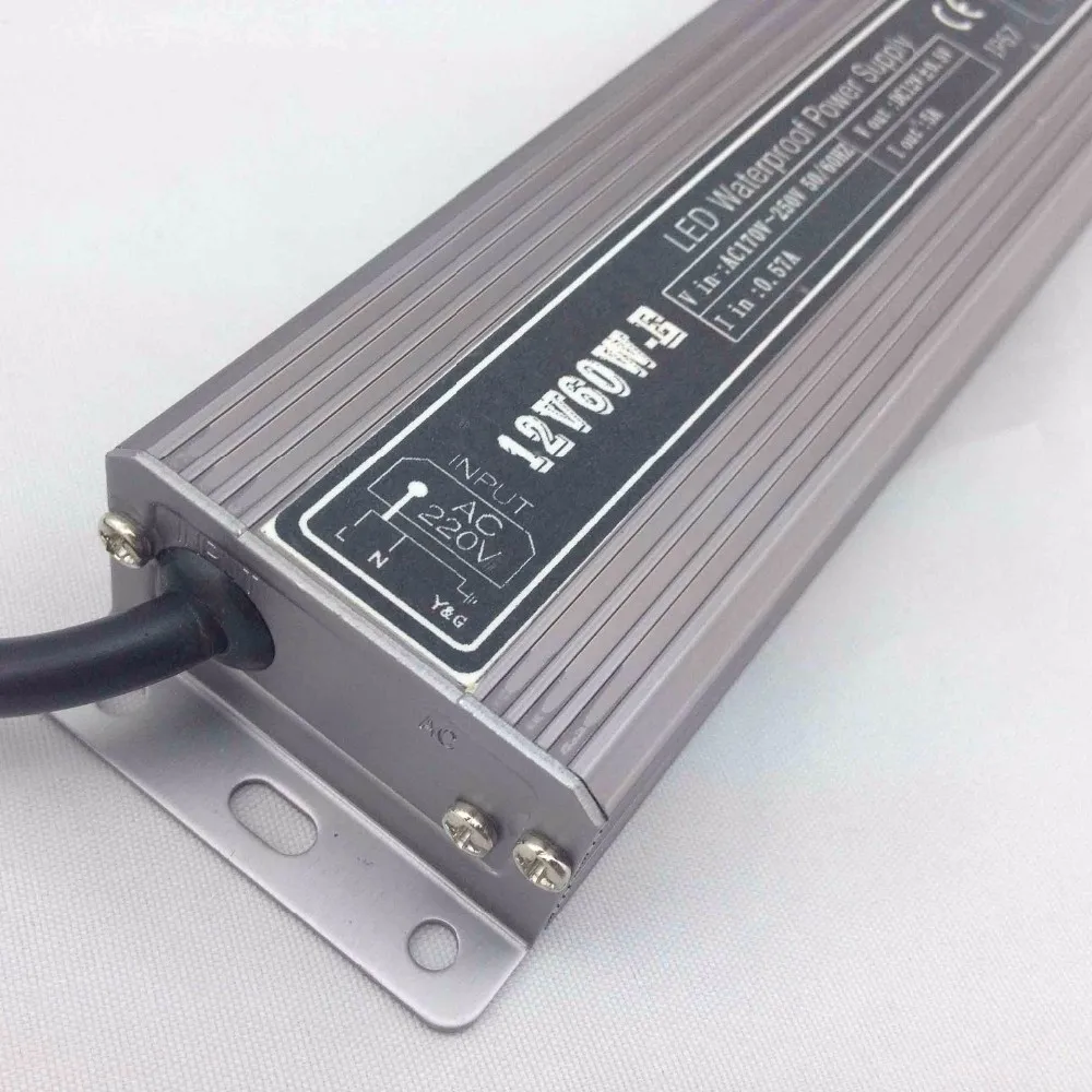 60W Waterproof IP67 Power Supply HS Code AC110/220V to DC12V DC24V For LED