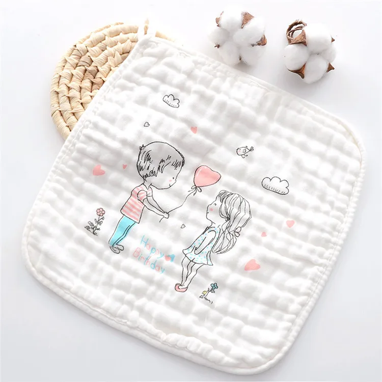 
Lovely Children Six Layer 100% Gauze cotton Baby wash cloth wholesale face towel 