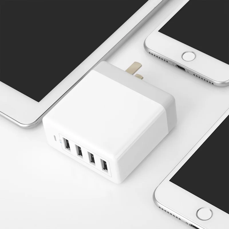 
OEM ODM manufacturer 22W 4.4A output multi port smart usb home charger with built in smart IC chip for mobile phone and tablet 