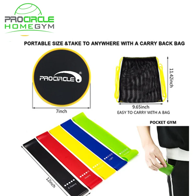 Power Training Exercise Gliding Core Sliding Discs and Exercise Resistance Loop Band