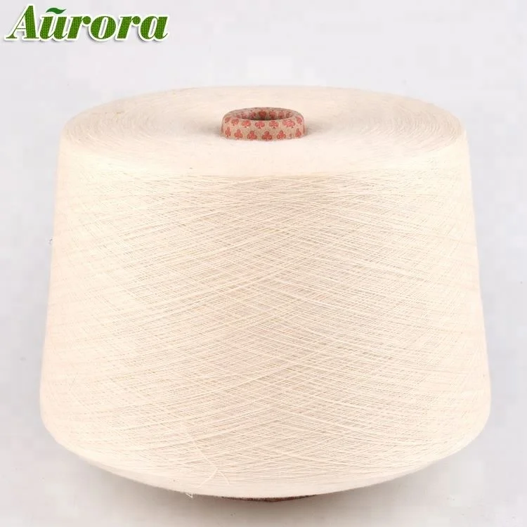 Hot sale bleached high tensile strength polyester weaving yarn NE18/2 recycled cotton blended yarn