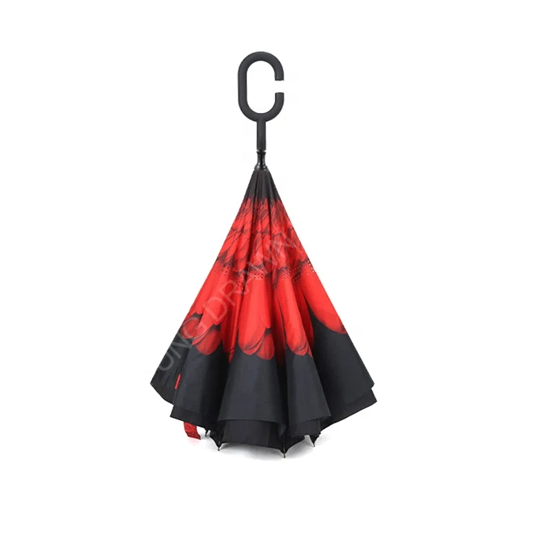2020 New Design Customized Logo Straight Handle Reverse Automatic Inverted Umbrella