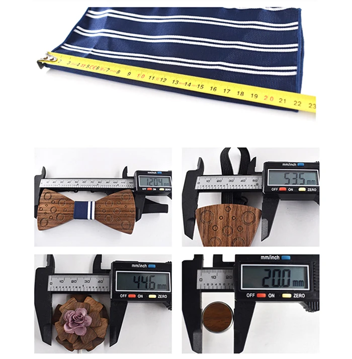 Cheap Brooch Pin Bow Tie Custom Collar Mens Boy Gift Box Wood Bowties and Hanky Sets One Wood Tie