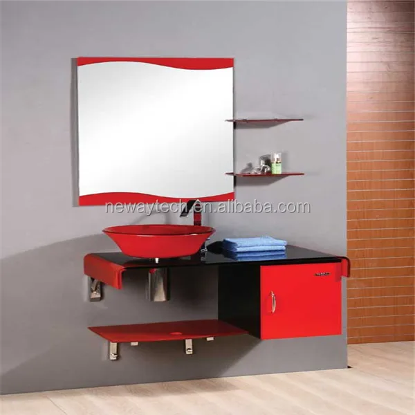 New wall mounted glass wash hand basins with stainless steel shelf