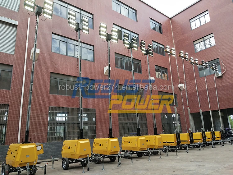 9M Mobile Flood Light Tower Hydraulic Telescopic Pole Mast Lighting Tower