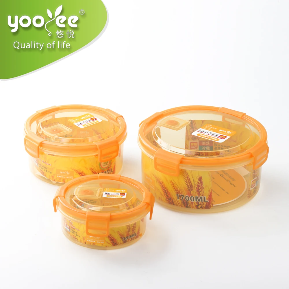 350/850/1700ml kitchen Food Grade BPA free plastic airtight PP food storage container box set crisper