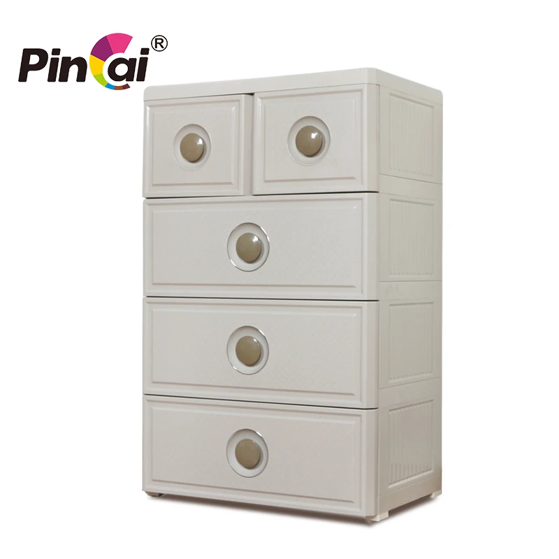 Elegant Multi-layer Storage  Cabinet Plastic Drawer with Lock& Wheels