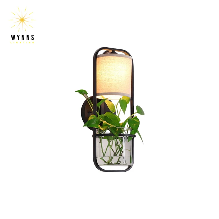 Modern Nordic Design LED Wall Lamps Fancy Bedroom Bedside Sconces with Glass Shade and Plants Interior Lighting Bracket