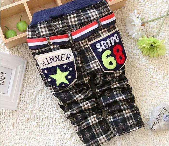 Free shipping 2016 winter new baby boy all match Plaid trousers panty baby boy pants B064