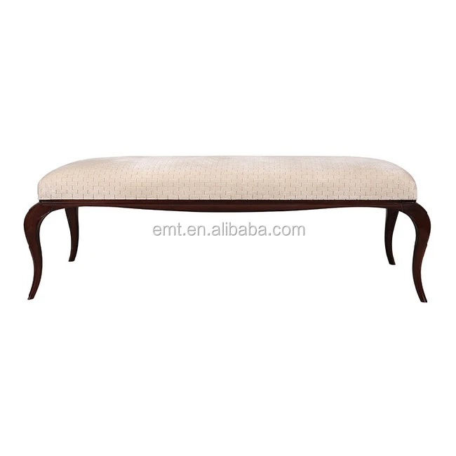 French baroque style bed foot bench memory foam cushioned bed end stools