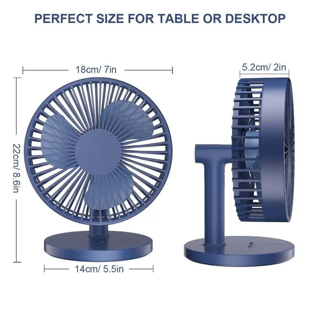 USB Desk Fan with Night Breathing Light, Air Circulator Desk Fan 90 Degree Rotation Portable Foldable Fan for Home, Office