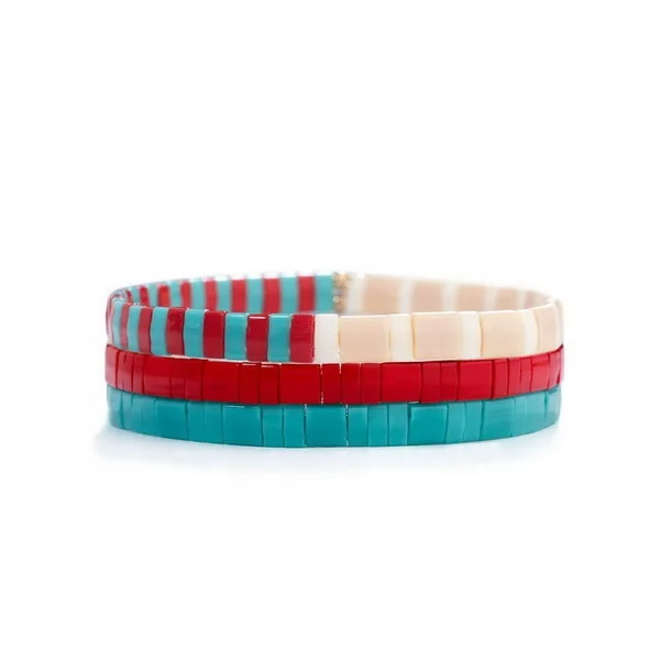 
Hot Seller Innovative Rainbow Miyuki Two Hole Tila Beads Bracelet Tilu Beaded Bracelet For Beach Party 