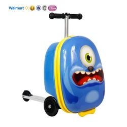 Cheap customized fashion egg shape 18inch suitcase rideable maletas kids foldable eva scooter suitcase