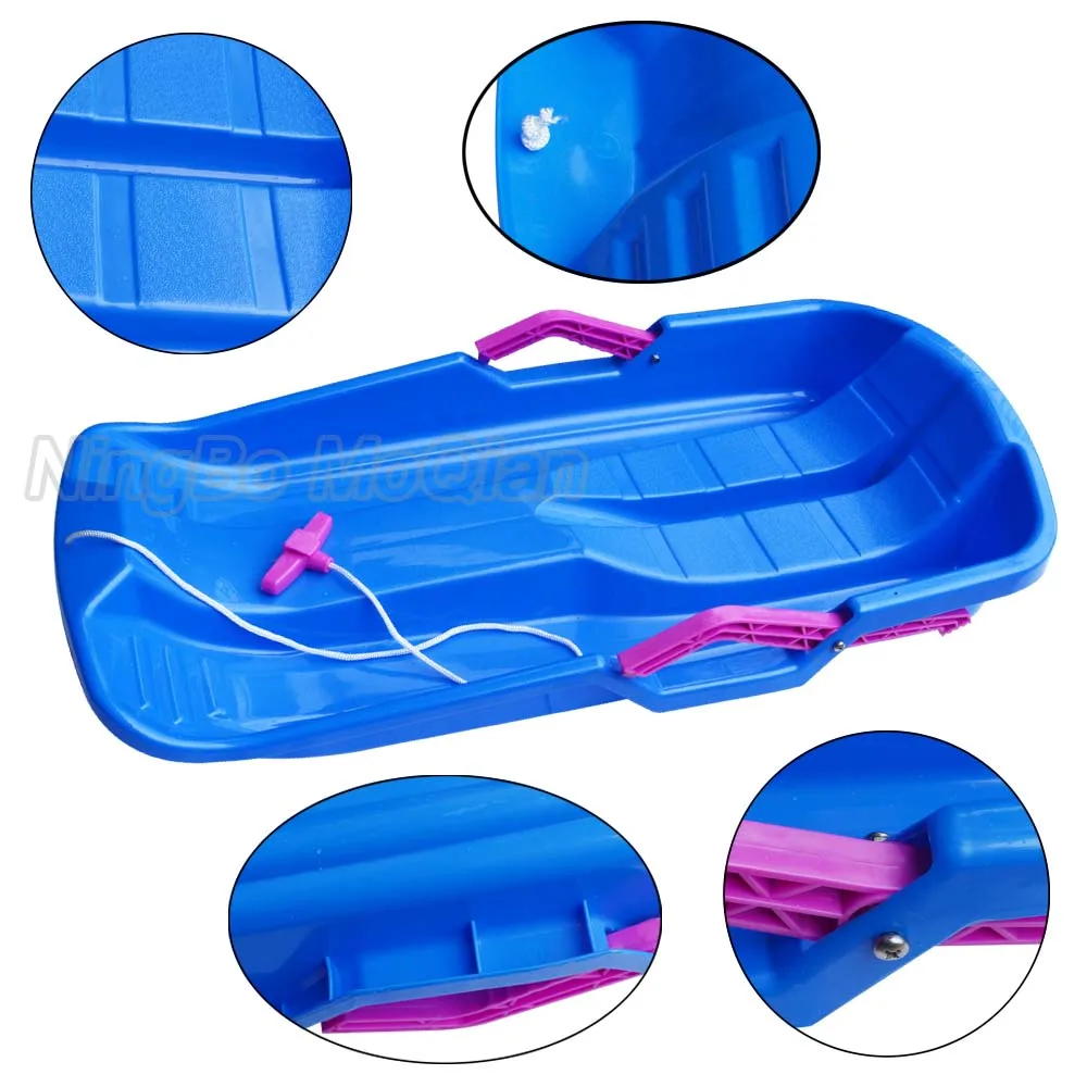 Professional hot selling child 75cm snow slide plastic tobaggon snowboard one seat with brake