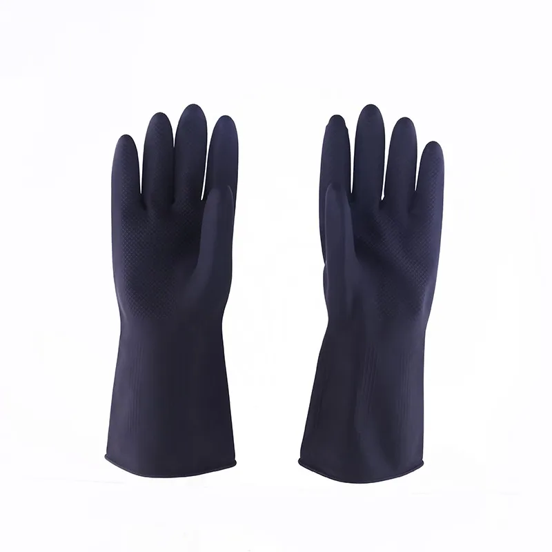 protective industrial rubber gloves black