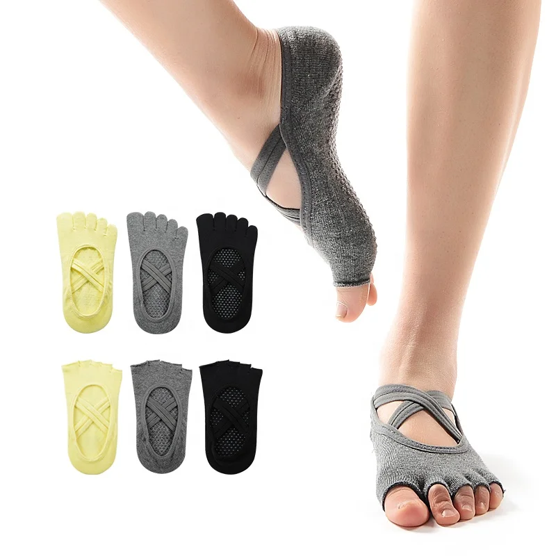 MEIKAN Factory Wholesale Top Quality Anti Slip Boat Grip Pilates Socks Half / Full Toe Socks Half / Full Toeless Yoga Socks