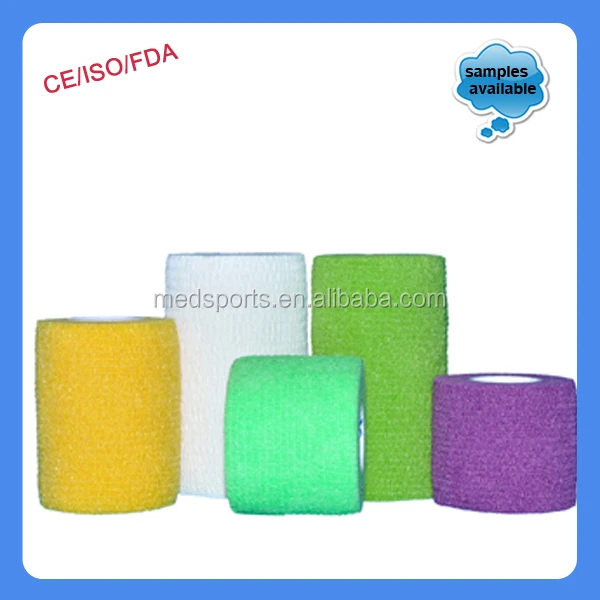 
Hand Tear Latex Non-woven Printed Colorful Cohesive Vet Wrap Bandage 