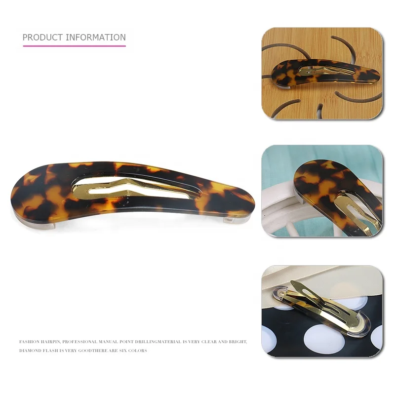 Custom High Quality Acetate Snap Hair Clip Classic Tortoiseshell Hair Clip Large 7.5cm Acetate Snap Clips