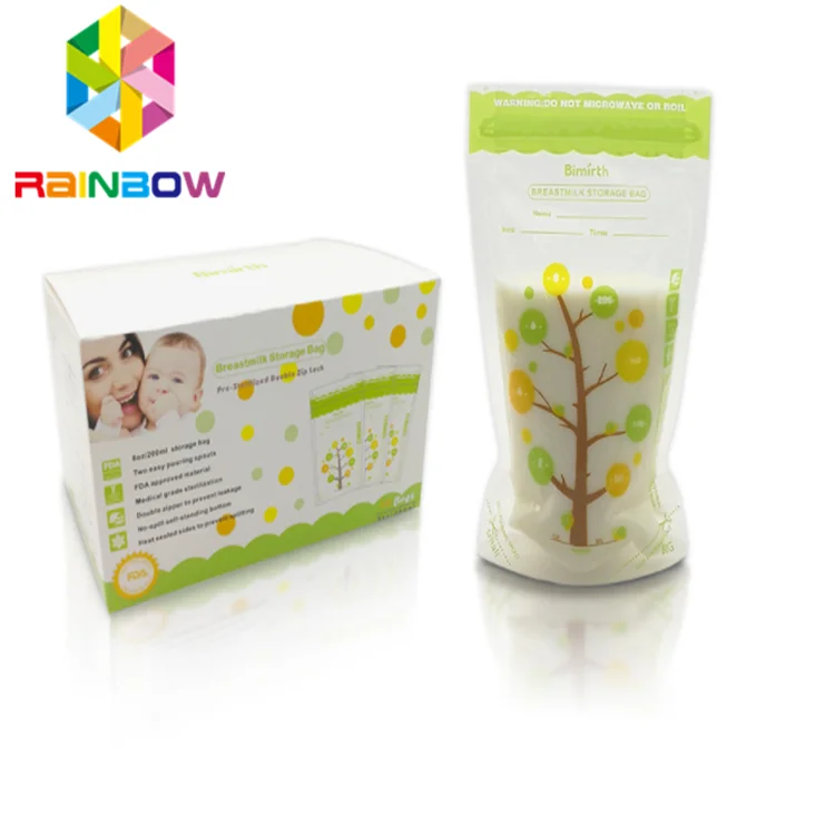 8 унций 250 мл пакет для хранения грудного молока Индивидуальный размер пакеты с молнией пищевого класса