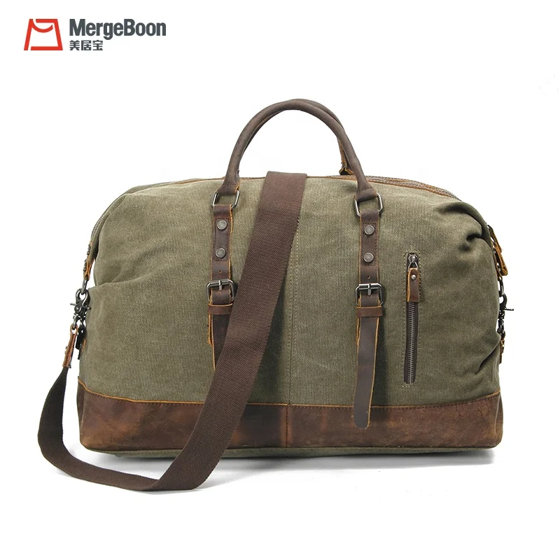 Мужская Дорожная холщовая и кожаная спортивная сумка с плечевым ремнем