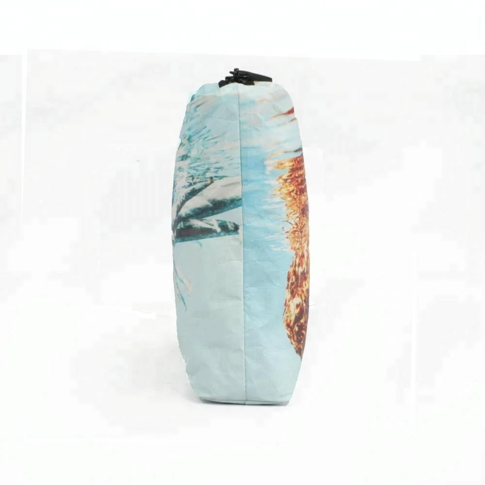 Custom Printing Design PU Coated Tyvek Bag Lightweight Soft Tyvek Paper Makeup Bag Waterproof Coated Tyvek Cosmetic Pouch
