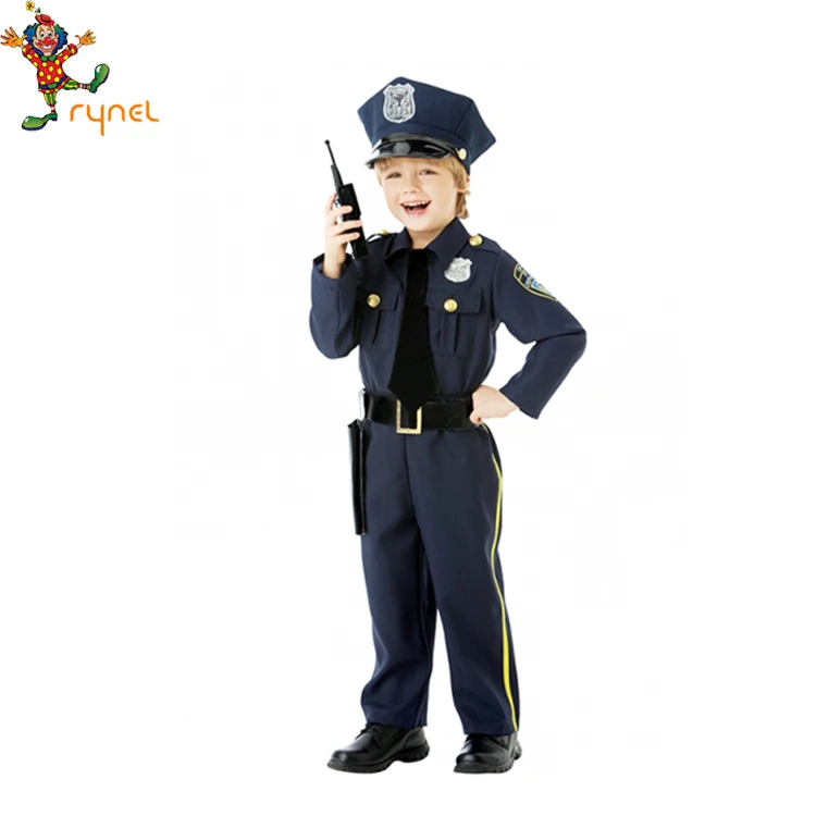 PGCC4354 Hot Selling Policemen Clothes Cops Costumes Kids Halloween Cosplay Costumes