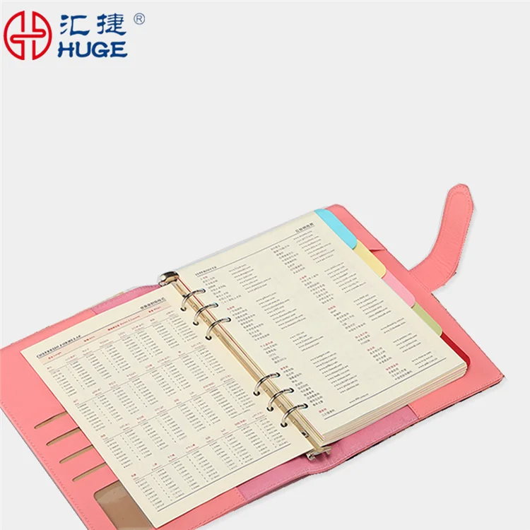 Custom premium faux leather ring binder happy dairy planner 2019