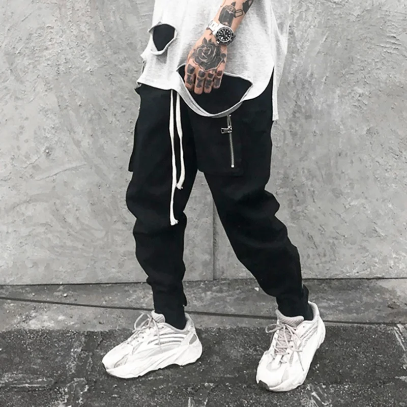 
OEM wholesale hip hop tracksuits pocket mens cargo work wear street style trousers slim fit pants stock dropshipping 