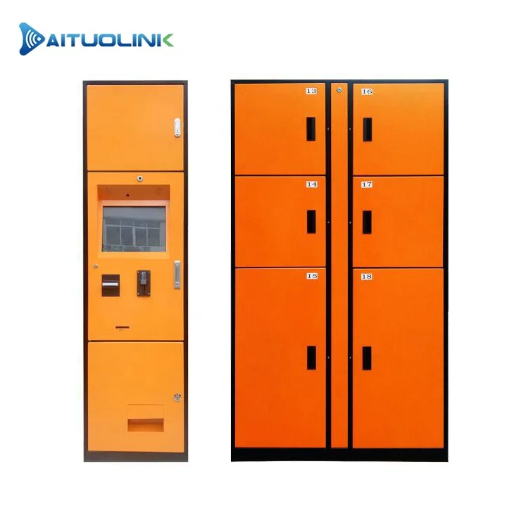 Smart Luggage Locker, Intelligent Parcel Storage Locker with Mobile App & LCD Screen for Airport/Railway Station/School