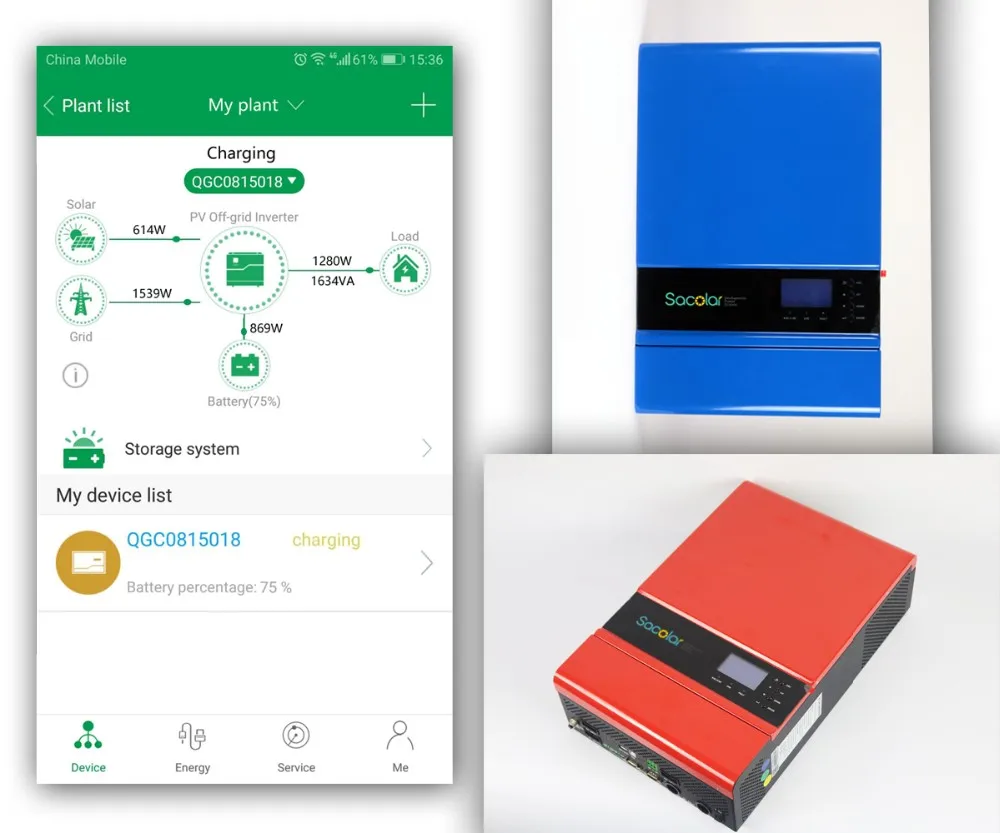 3kw solar inverter with PWM solar charge controller Growatt/Sacolar brand
