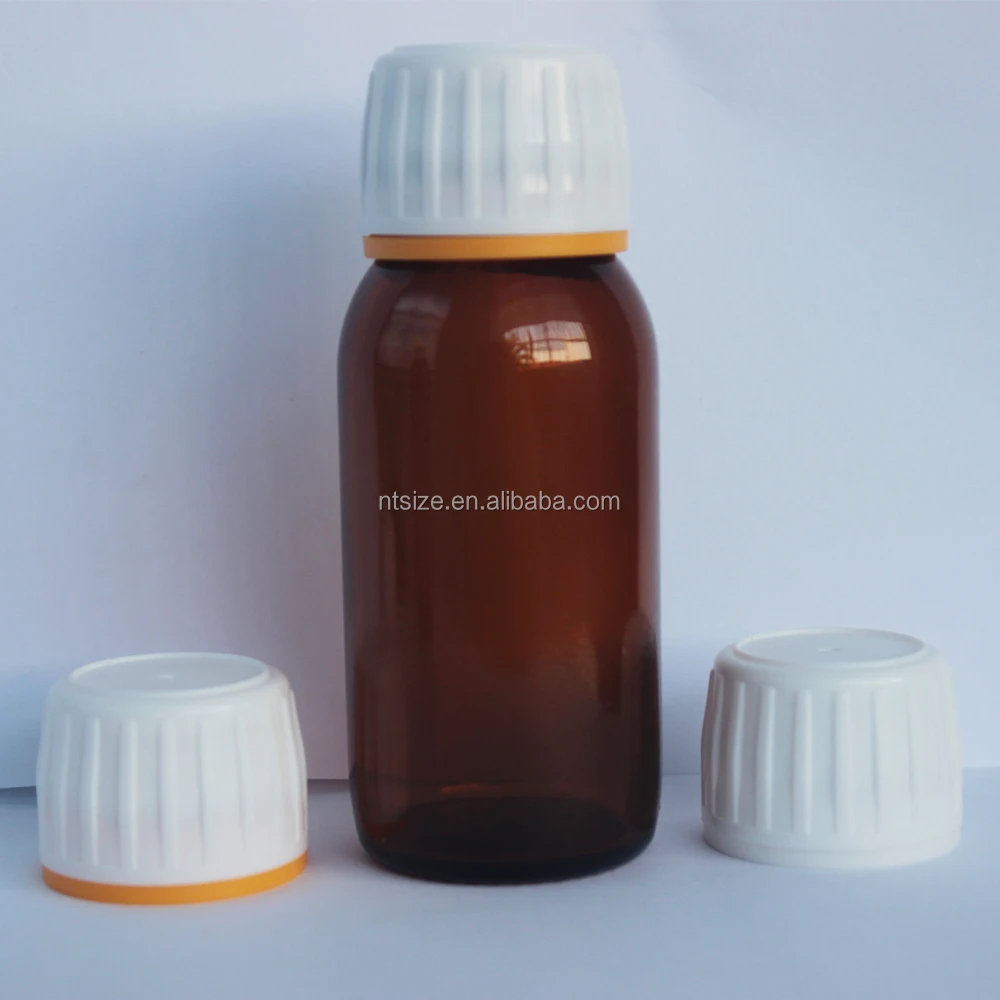 28mm Plastic Pilfer Proof Screw Cap Tamper Evident Cap Glass Syrup Bottles for Amber PE Size T Fom Corks Plastic Accept CN;JIA