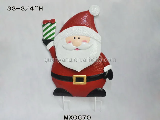 Metal Christmas Holiday Yard Winter Garden Stakes Snowman Santa Stakes