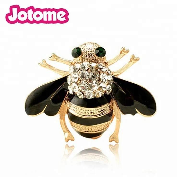 Enamel Rhinestone Bumble Antique Bee Brooch Insect Animal Pin