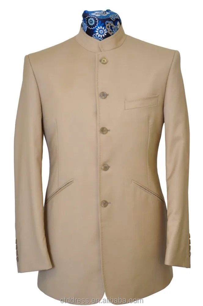 
 2015 Новый стиль 100% тонкая шерсть высокое качество ручная работа Хаки китайский воротник костюм  