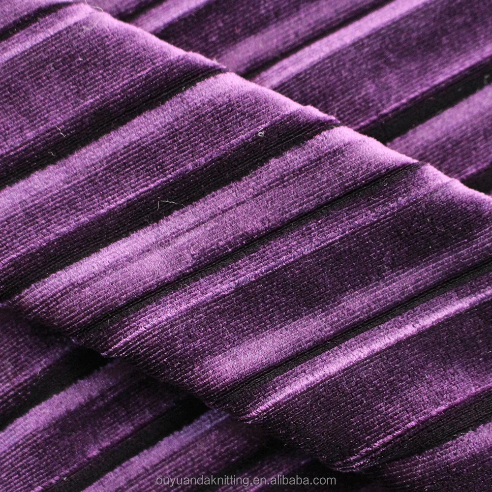 Warp Knit Spandex / Polyester Purple Dress / Skirt Fabric Crinkle Pleated Korea Velvet Fabric