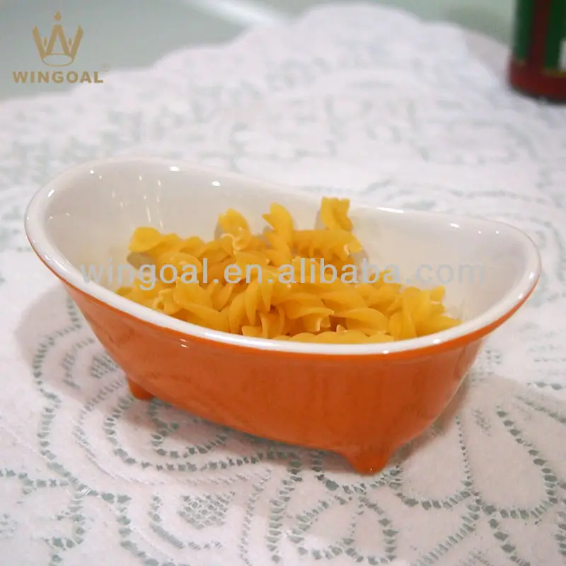 S/4 Bathtub shape colorful ceramic dish set salad bowl dessert jam dish