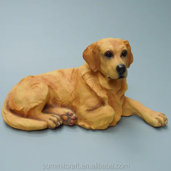 Custom resin lifelike small dog sculpture  3D dog figurine golden retriever statue