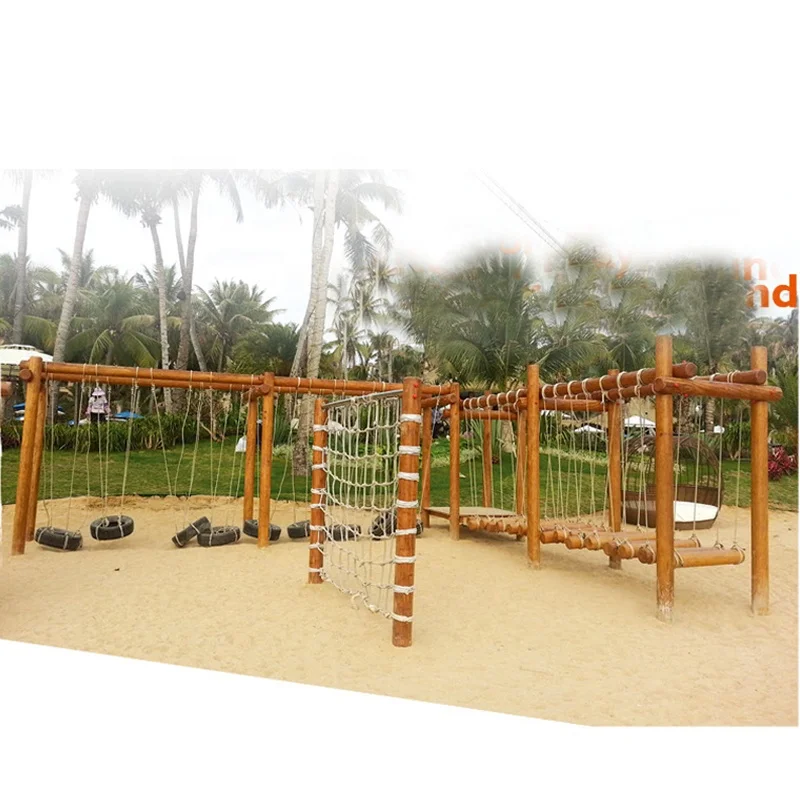 Children Wooden Outdoor Climbing Wall Climbing Rocks Import Wooden Tire Playground Net Shape Children Climb Equipment